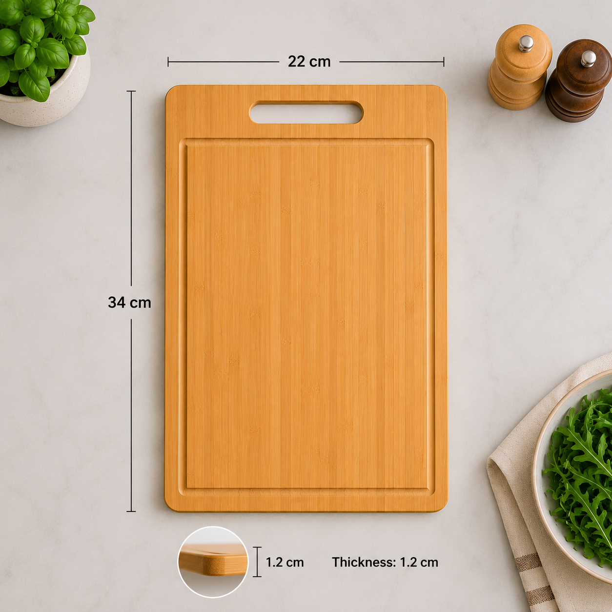 Large Bamboo Chopping Board | Wooden Chopping Board | Microplastic-Free