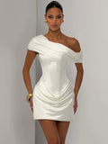 Maisons Satin Mini Dress White