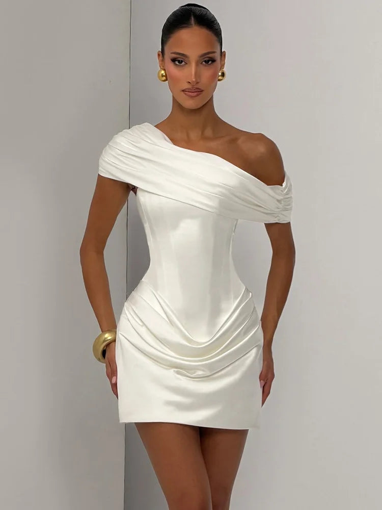 Maisons Satin Mini Dress White