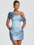 Maisons Satin Mini Dress Baby Blue