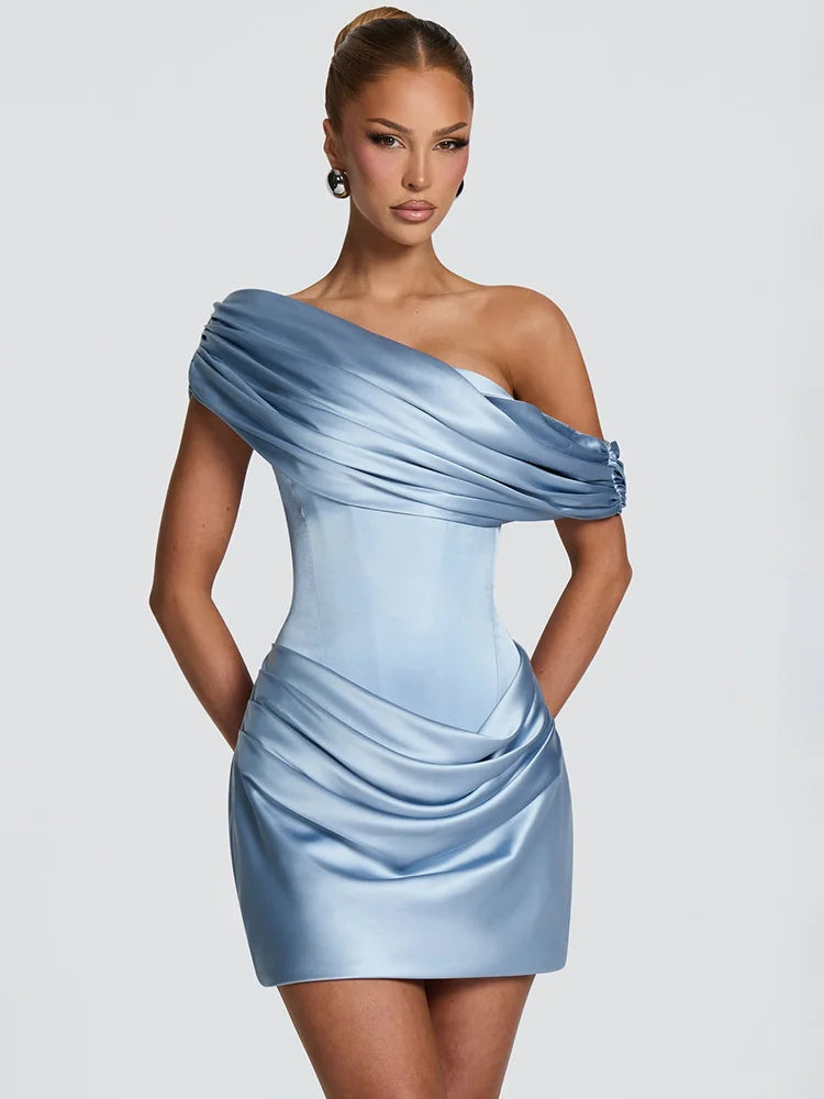 Maisons Satin Mini Dress Baby Blue