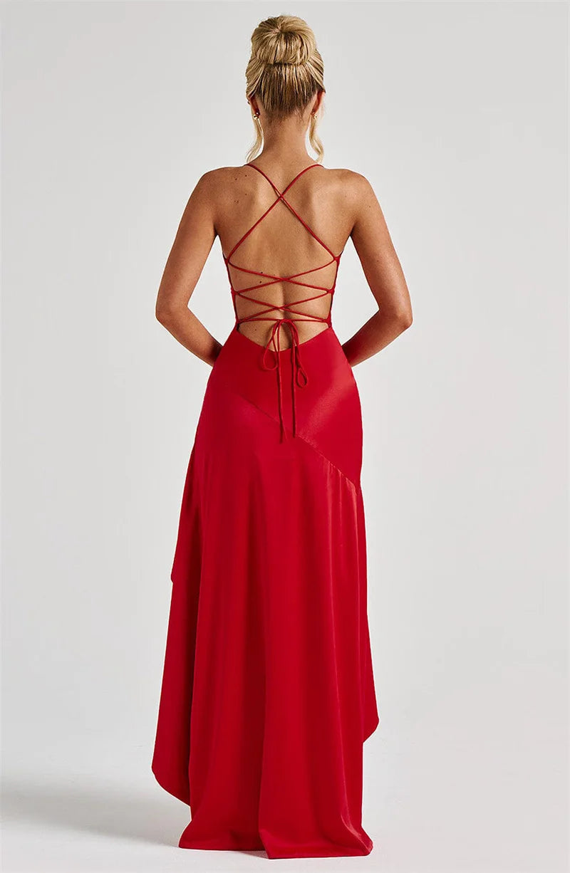 Veronica Satin Dress Red