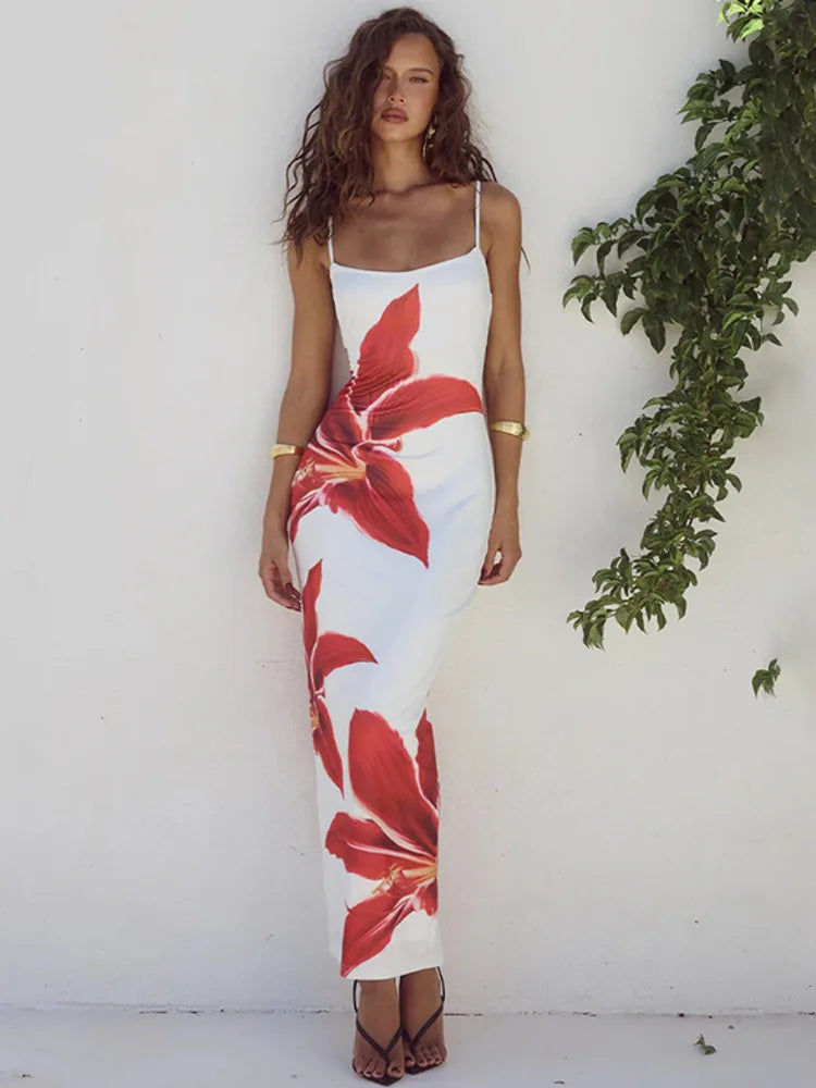 The Marigold Floral Backless Midi Dress
