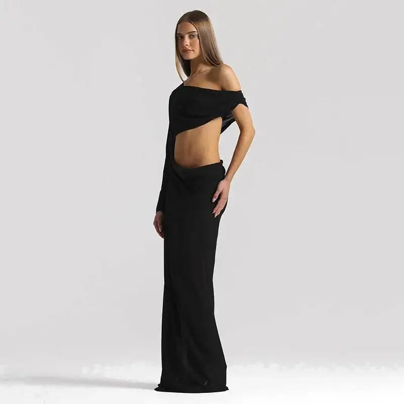 Rowesi Off Shoulder Maxi Dress Black