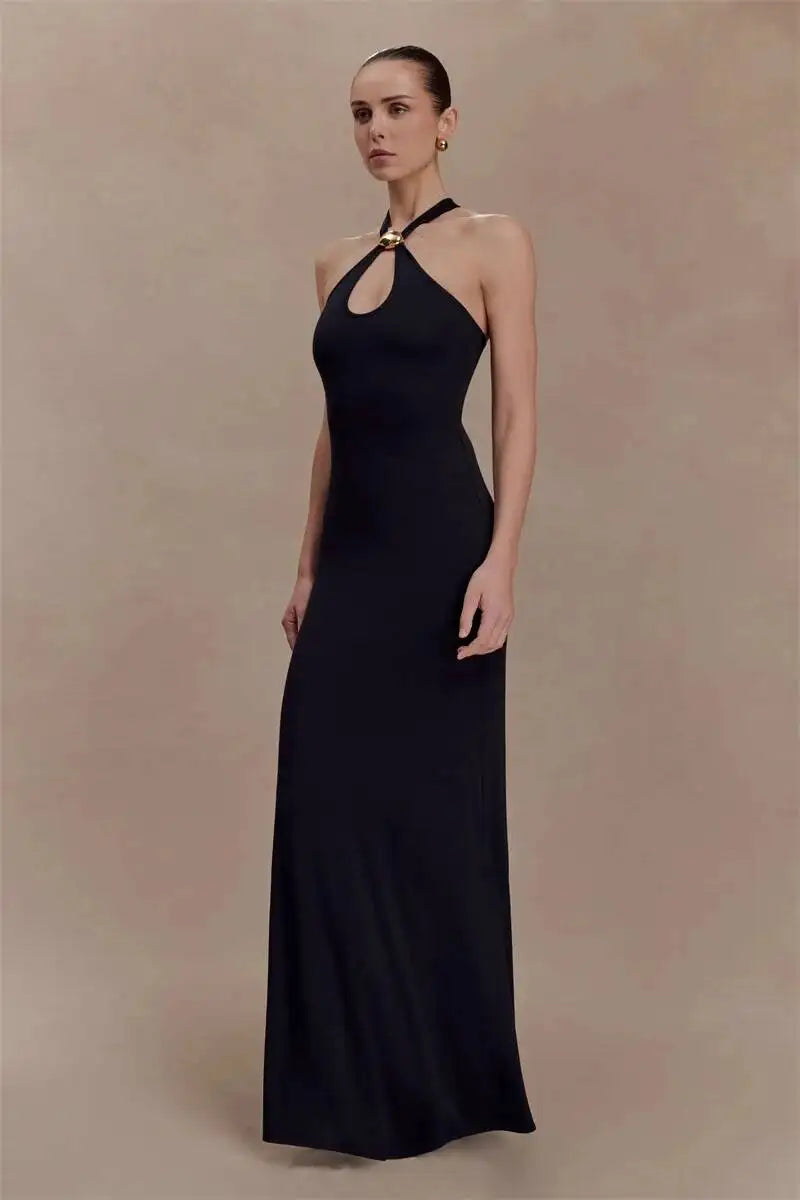Maive Halter Maxi Dress Black
