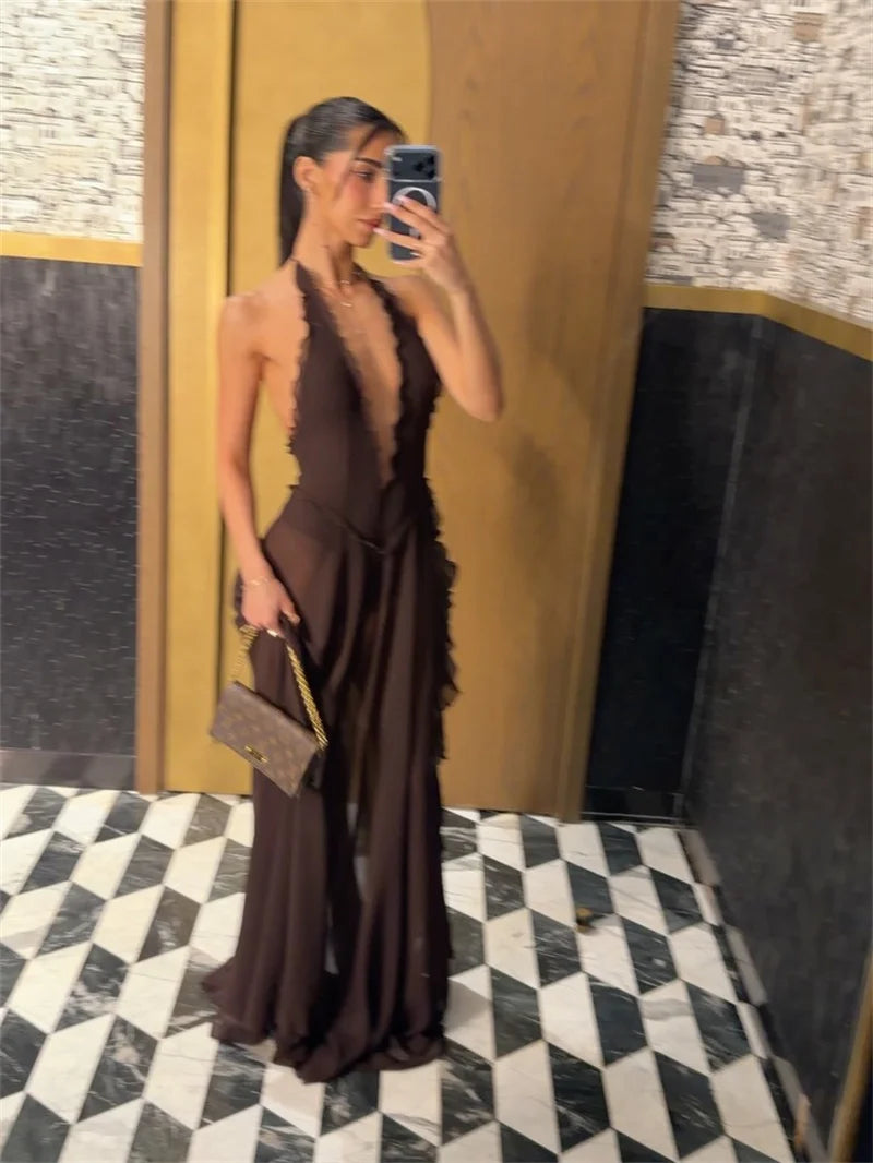 The Serena Halter Split Maxi Dress