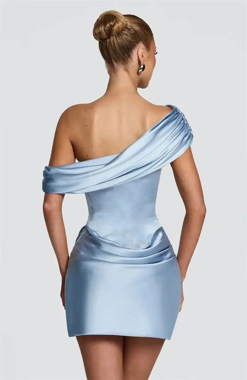 Maisons Satin Mini Dress Baby Blue