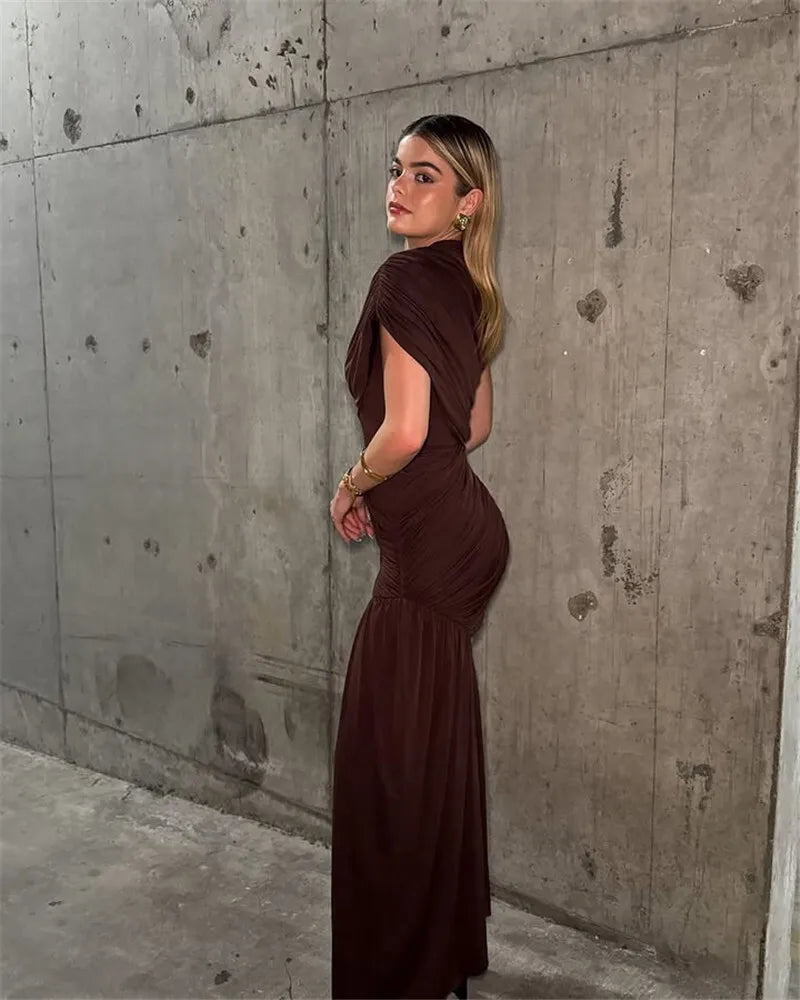 Lucia Draped Dress Coffee