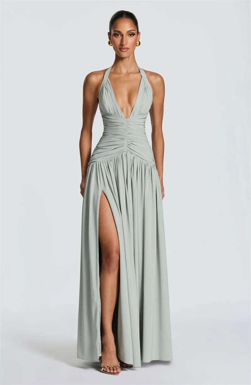 The Capri Halter Split Maxi Dress
