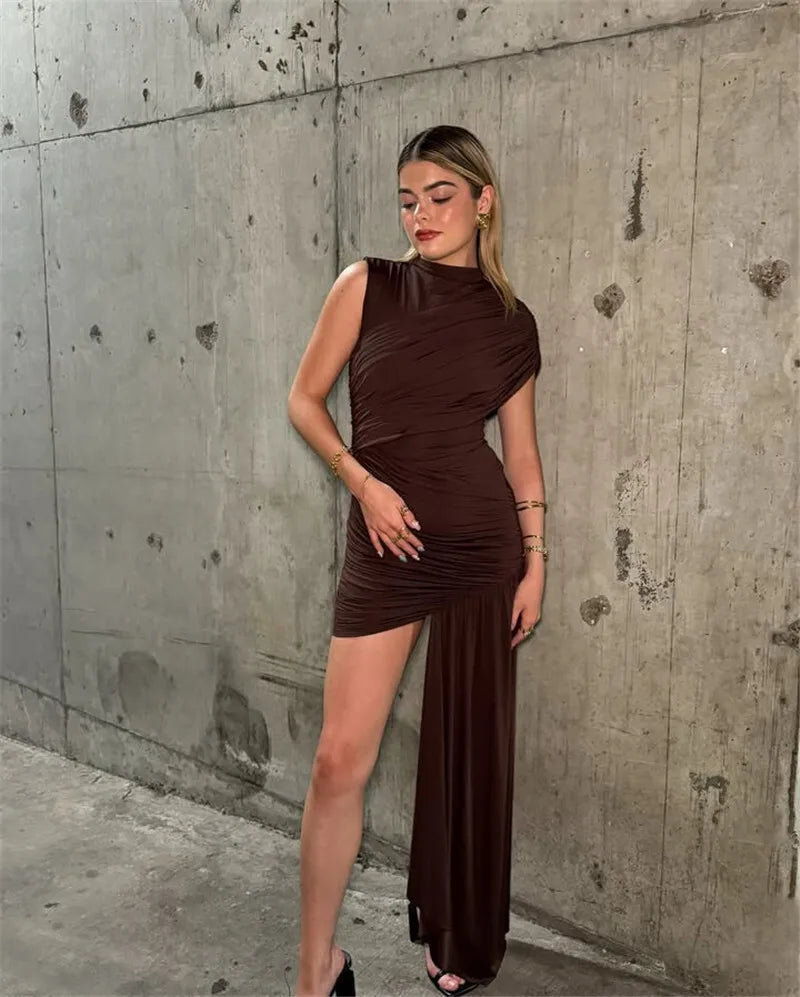 Lucia Draped Dress Coffee