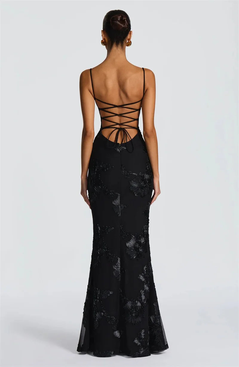 Aresa Backless Maxi Dress Black