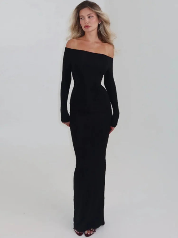 Roslia Long Sleeve Maxi Dress Black