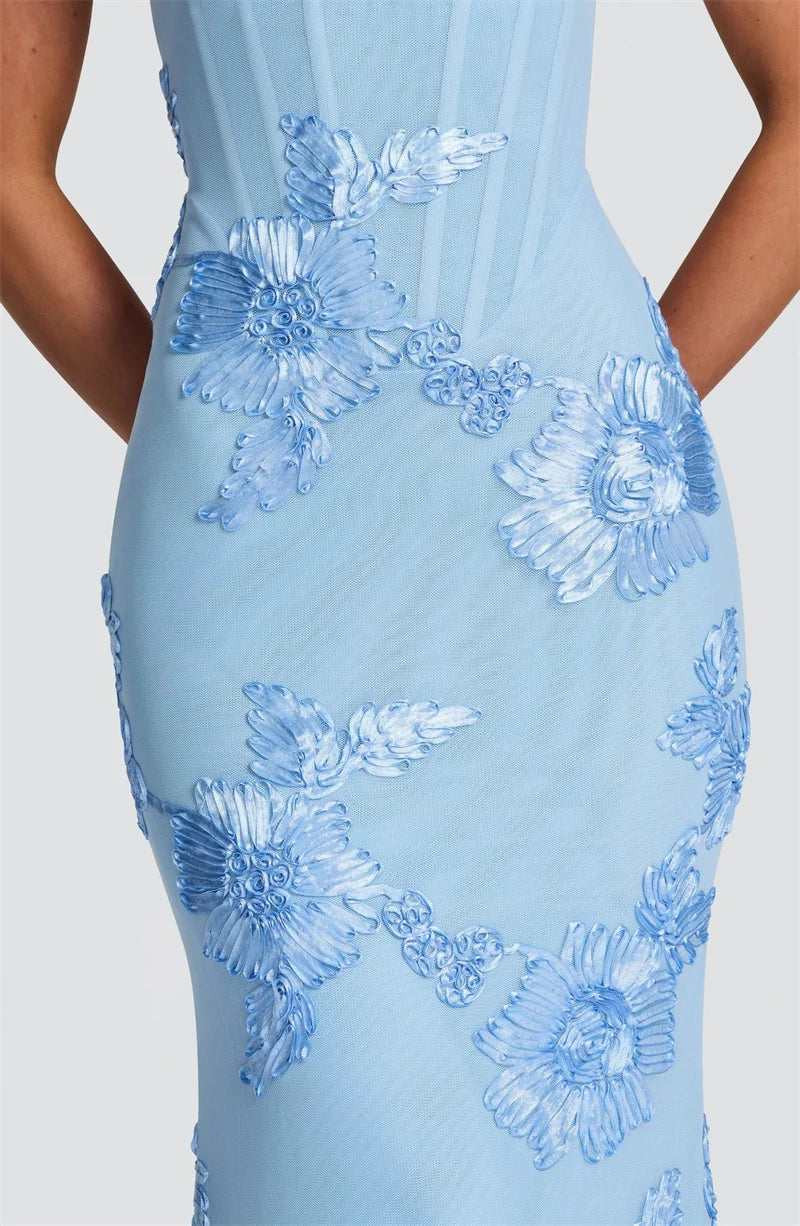Aresa Backless Maxi Dress Blue