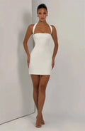 The Talia Lace-Up Halter Mini Dress