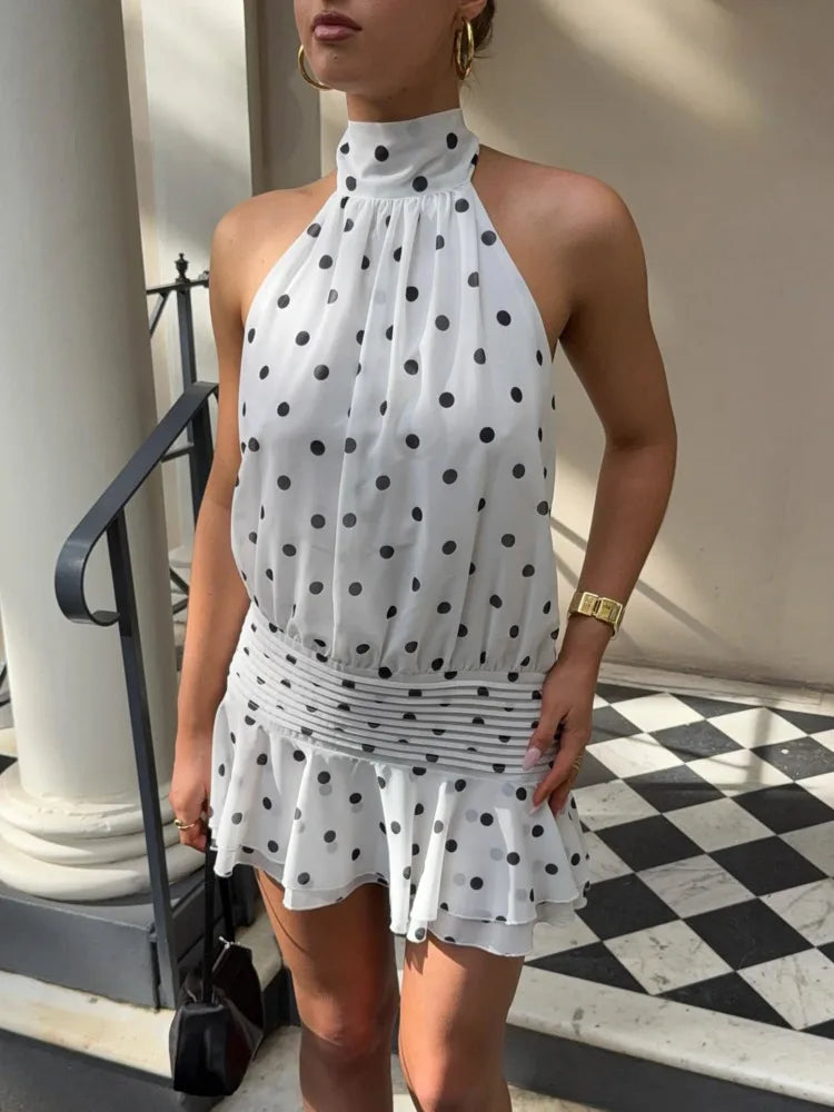 The Ivy Polka Dot Turtleneck Mini Dress
