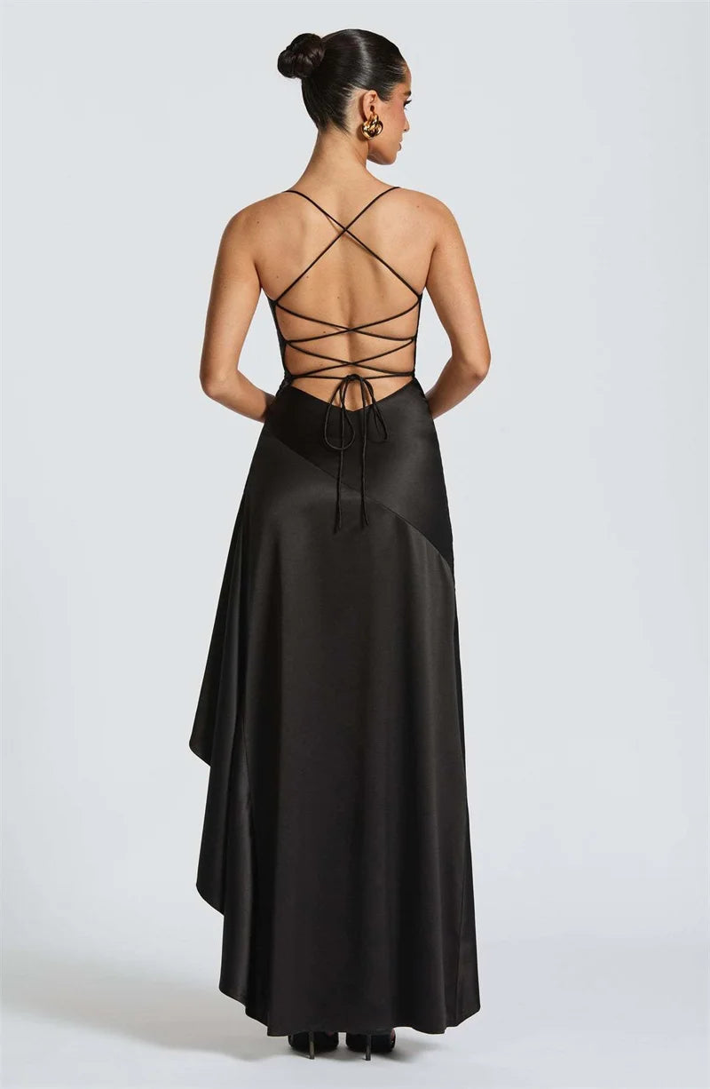 Veronica Satin Dress Black