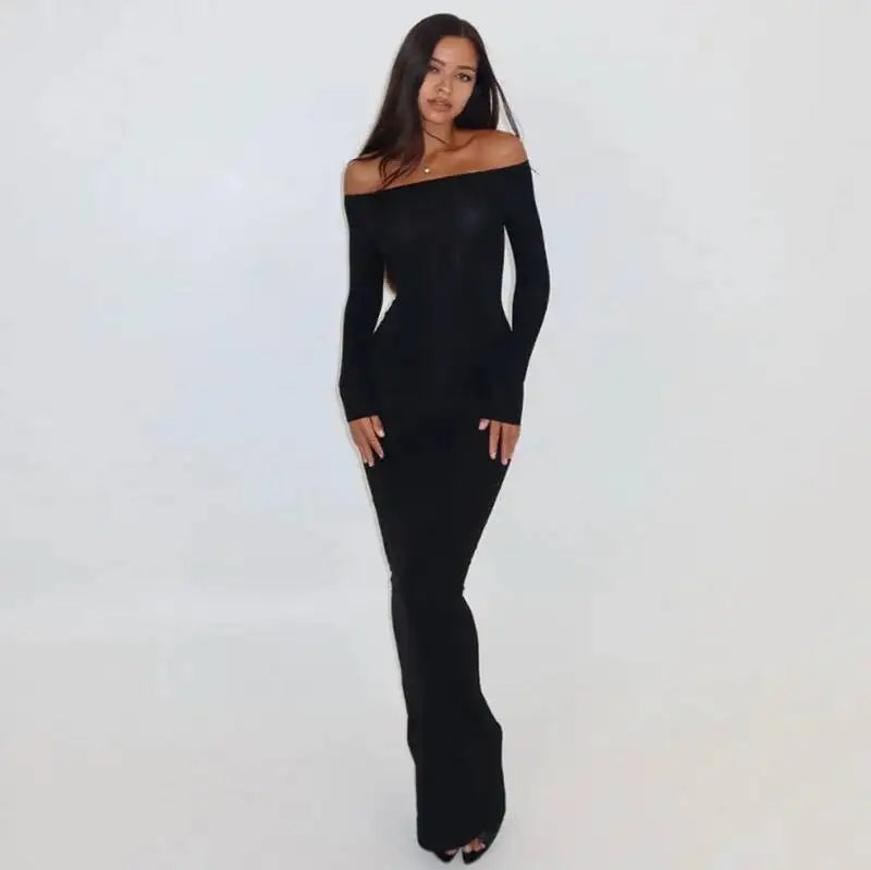 Roslia Long Sleeve Maxi Dress Black