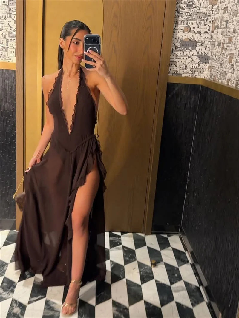 The Serena Halter Split Maxi Dress
