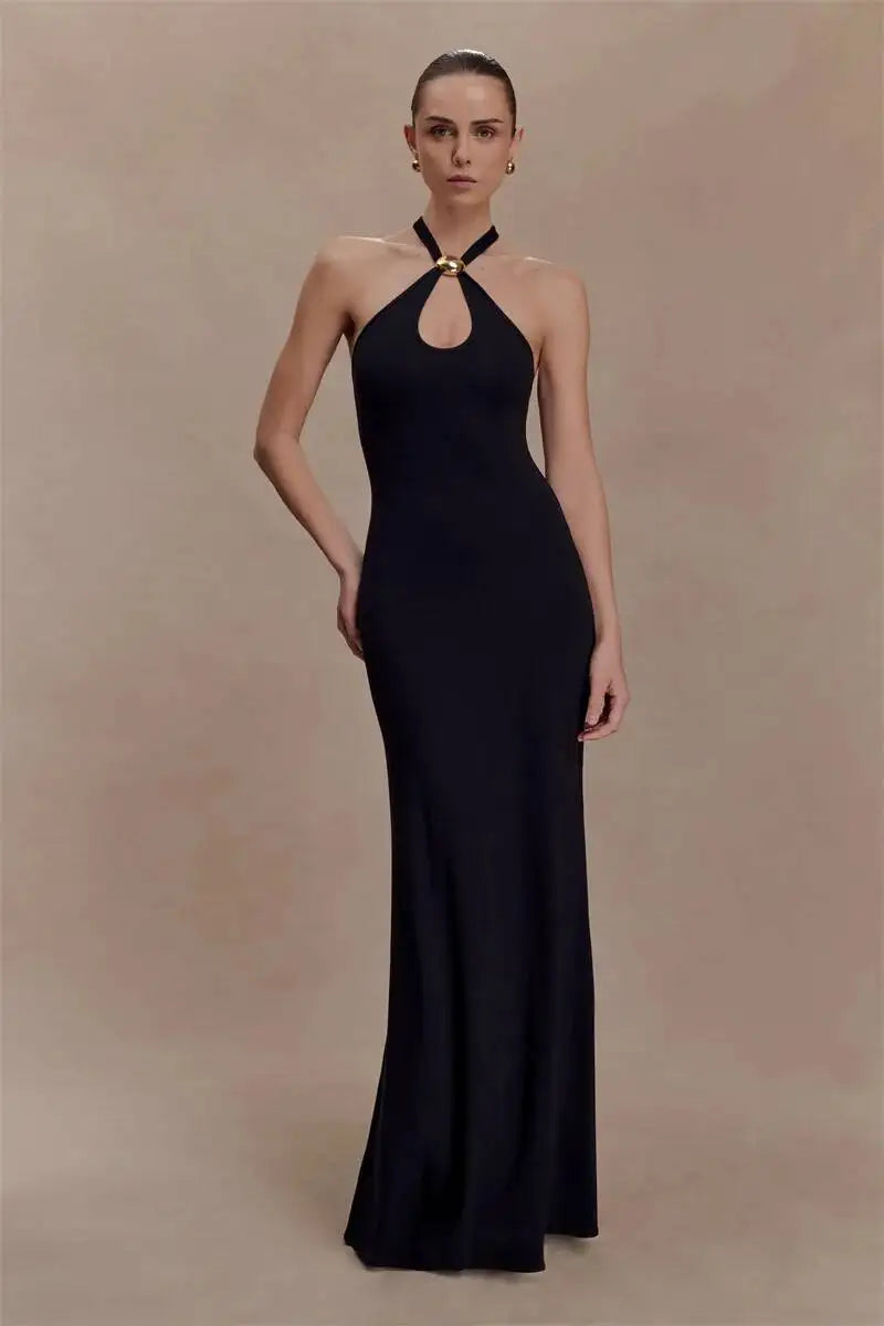 Maive Halter Maxi Dress Black