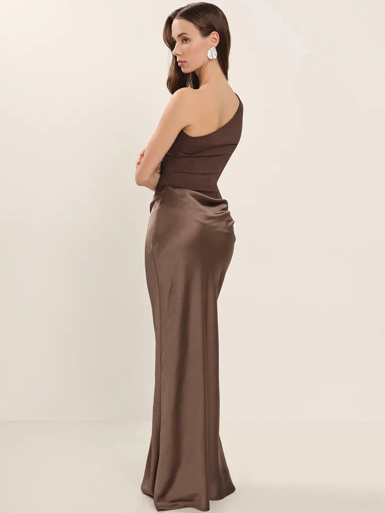 The Odette Satin Backless Maxi Dress