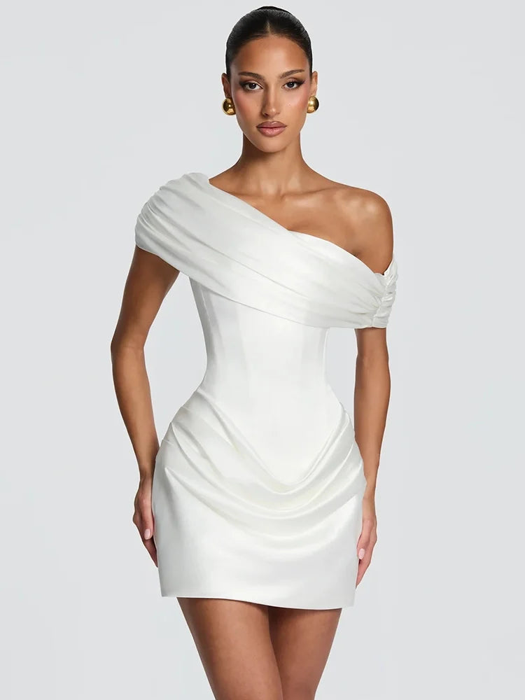 Maisons Satin Mini Dress White