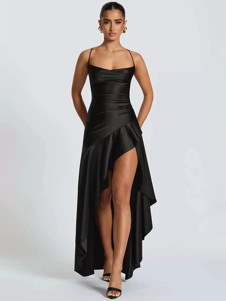 Veronica Satin Dress Black