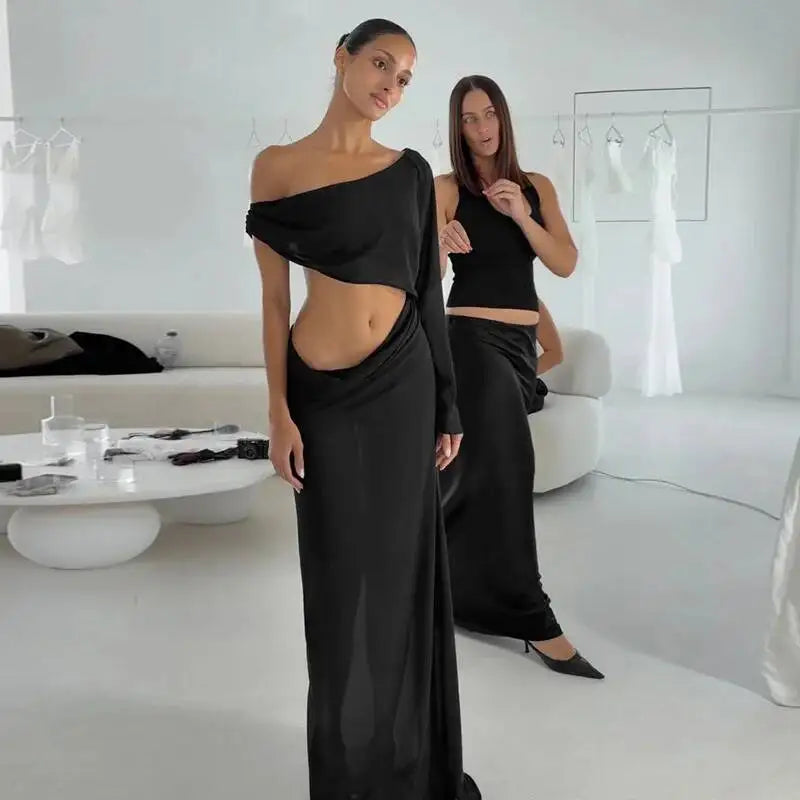 Rowesi Off Shoulder Maxi Dress Black