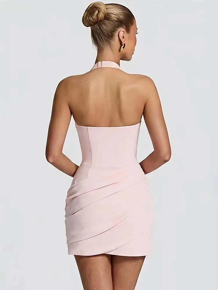 Leomisa V Neck Mini Dress Pink