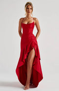 Veronica Satin Dress Red