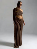 Rowesi Off Shoulder Maxi Dress Brown