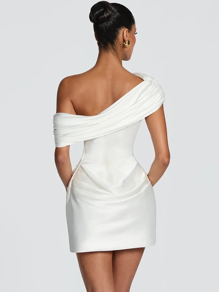 Maisons Satin Mini Dress White