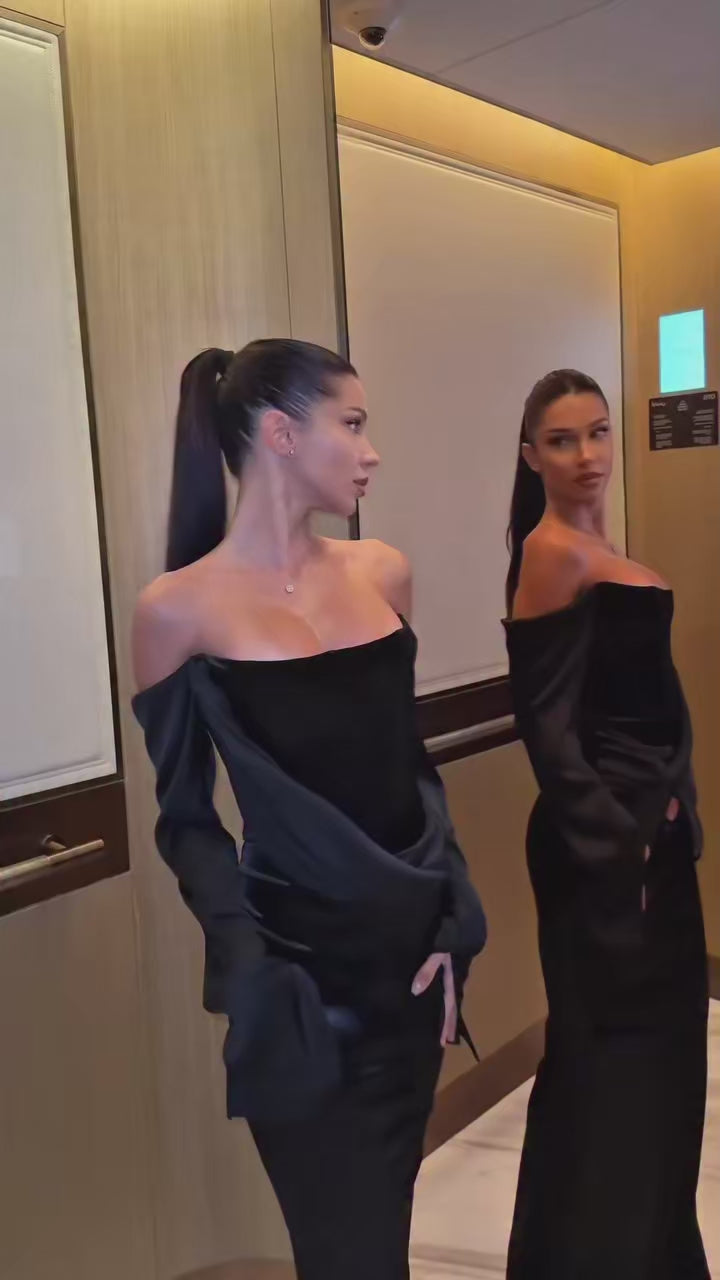 The Giselle Off-Shoulder Backless Maxi Dress